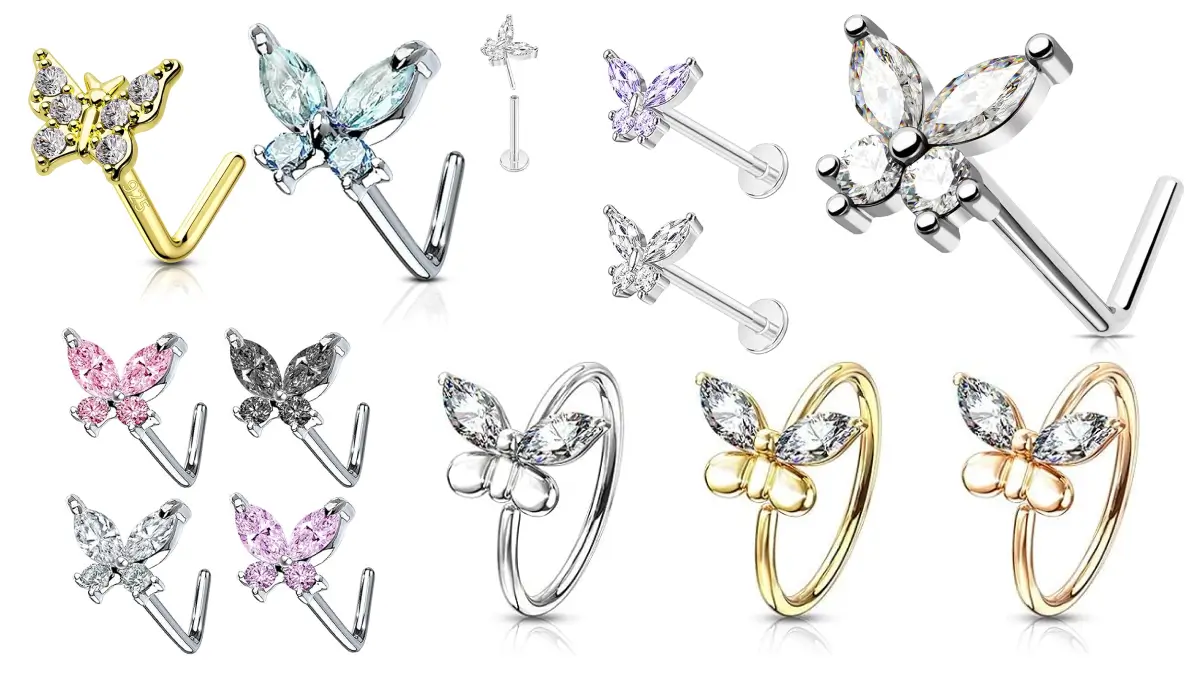 butterfly nose piercing jewelry
