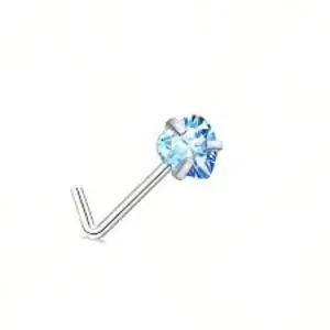 l shape nose stud blue heart