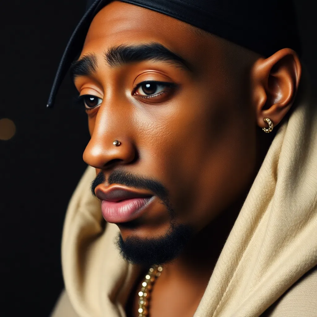 Tupac Shakur with right-side nose piercing